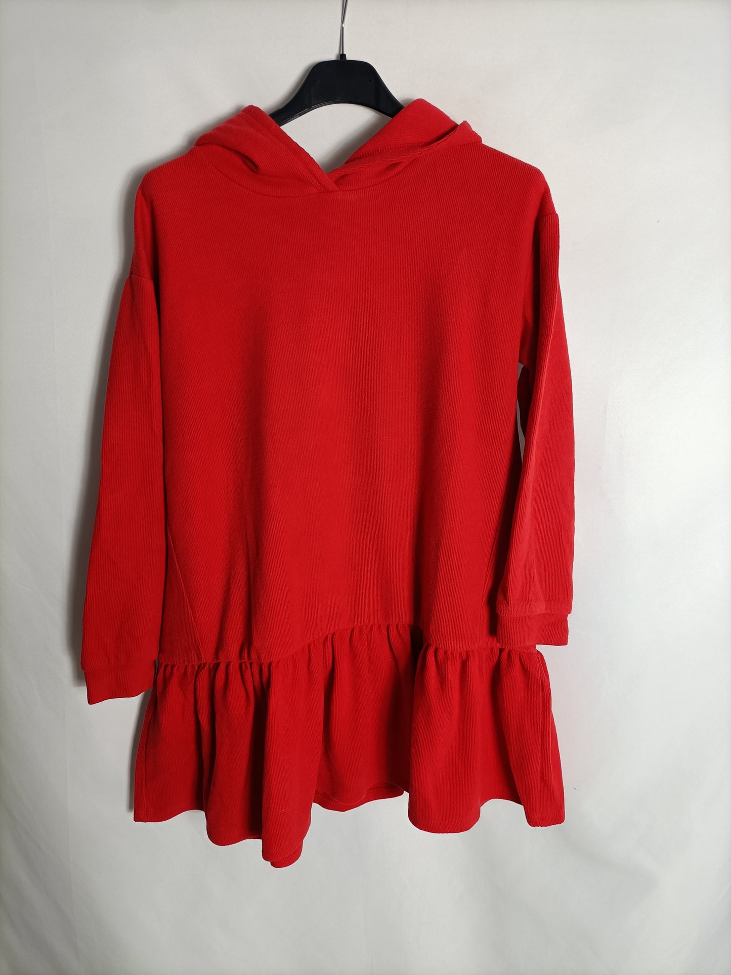 ZARA. Vestido rojo capucha T.11/12(xxs)