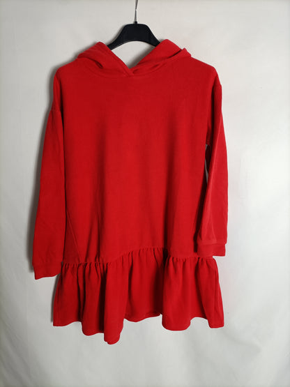 ZARA. Vestido rojo capucha T.11/12(xxs)