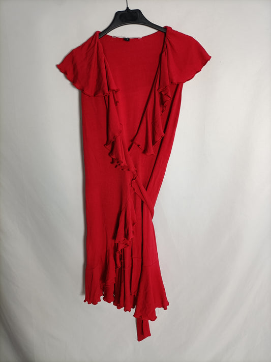 DIANE VON FURSTENBERGS. Vestido rojo cruzado T.s