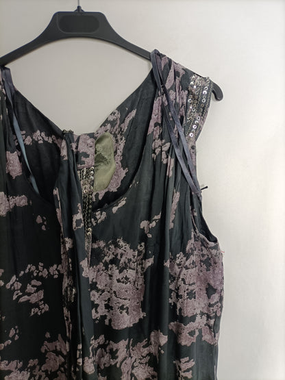 PEPE JEANS. Vestido corto gris flores T.xl