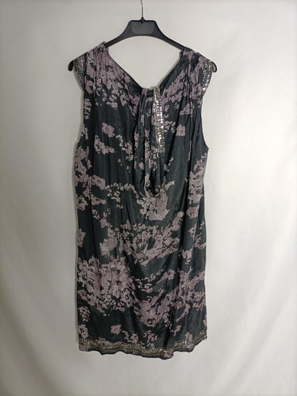 PEPE JEANS. Vestido corto gris flores T.xl