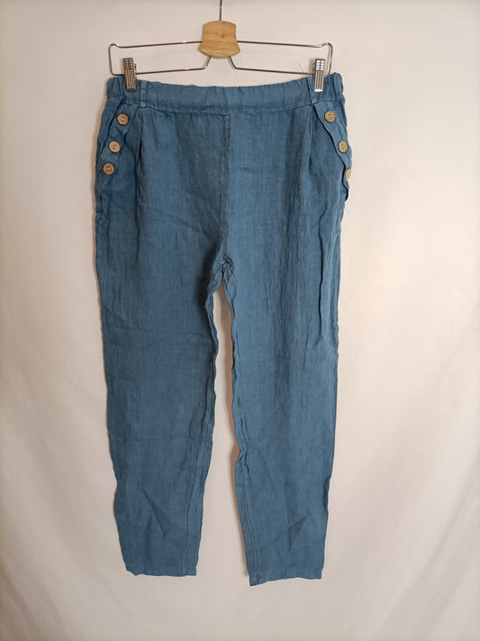 OTRAS. Pantalón lino azul T.u(s/m)