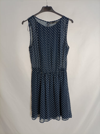 ZARA. Vestido azul lunares T.m