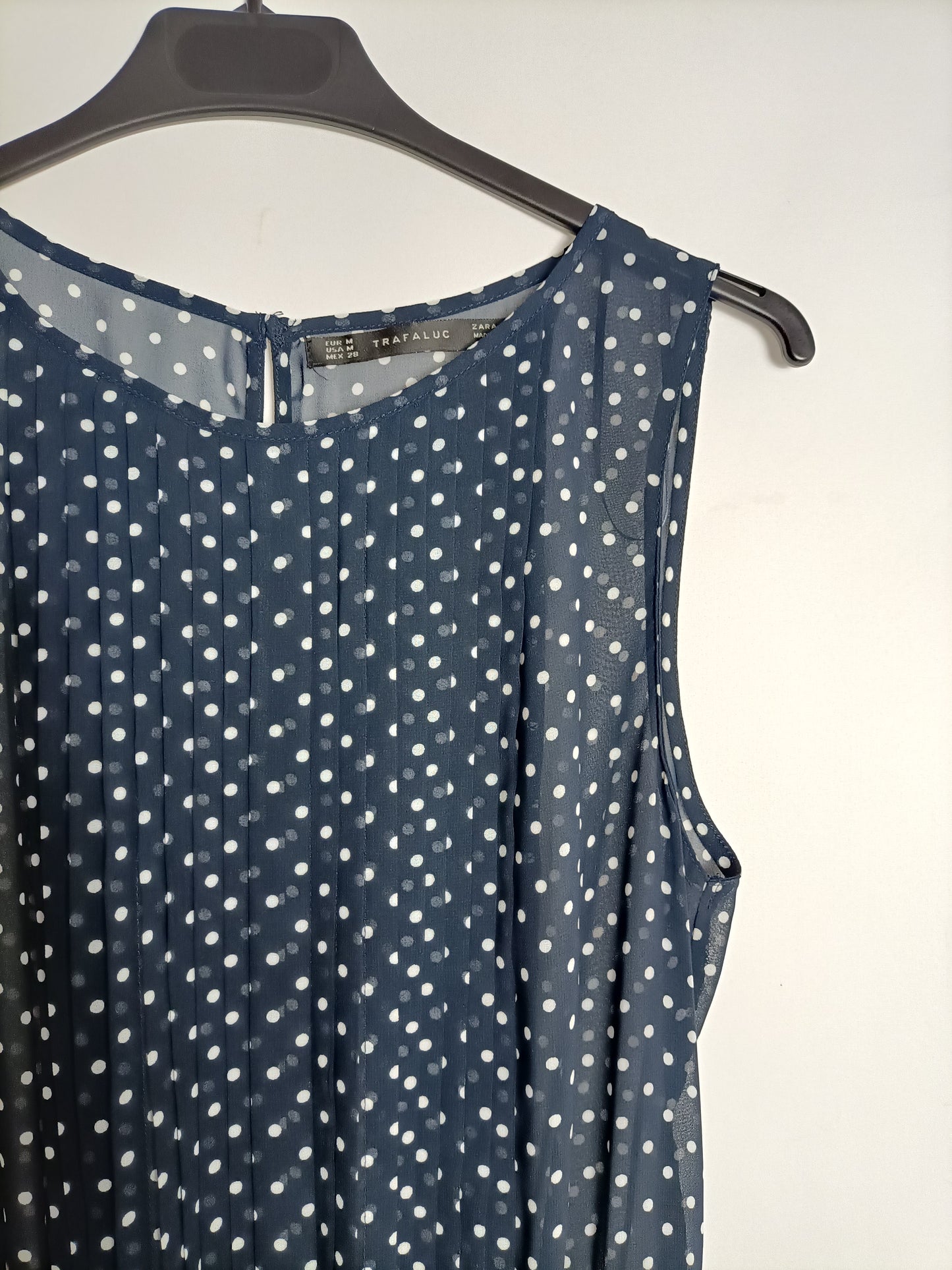 ZARA. Vestido azul lunares T.m