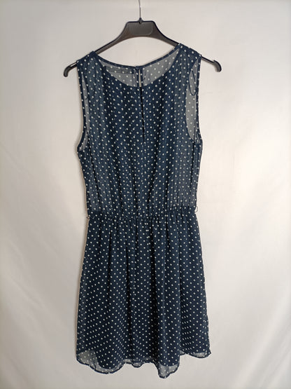 ZARA. Vestido azul lunares T.m