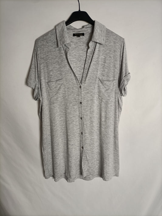 MASSIMO DUTTI. Top polero gris T.m