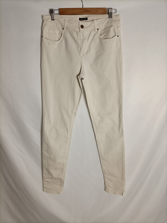 MASSIMO DUTTI. Pantalón denim beige  T.40