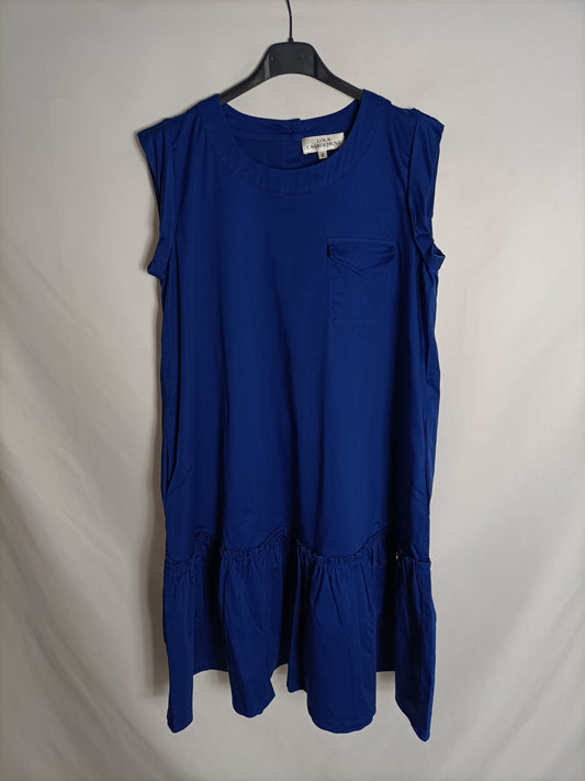 LOLA CASADEMUNT. Vestido azul volantes T.m