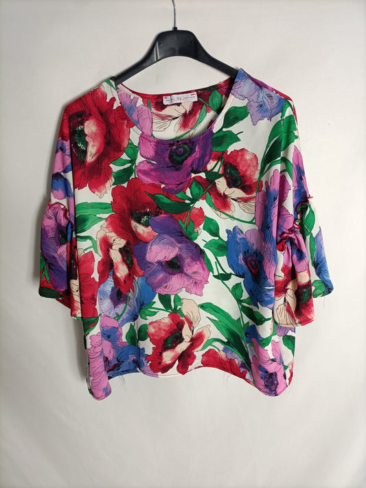 LINÚ. Blusa fluida flores TU(s/m)