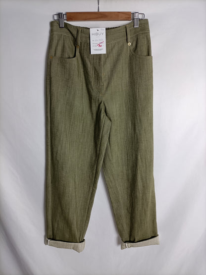 MOMONI. Pantalones verdes jaspeados. T 42