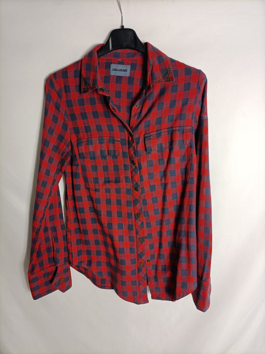 ZADIG&VOLTAIRE. Camisa cuadros rojo y azul algodón T.xs