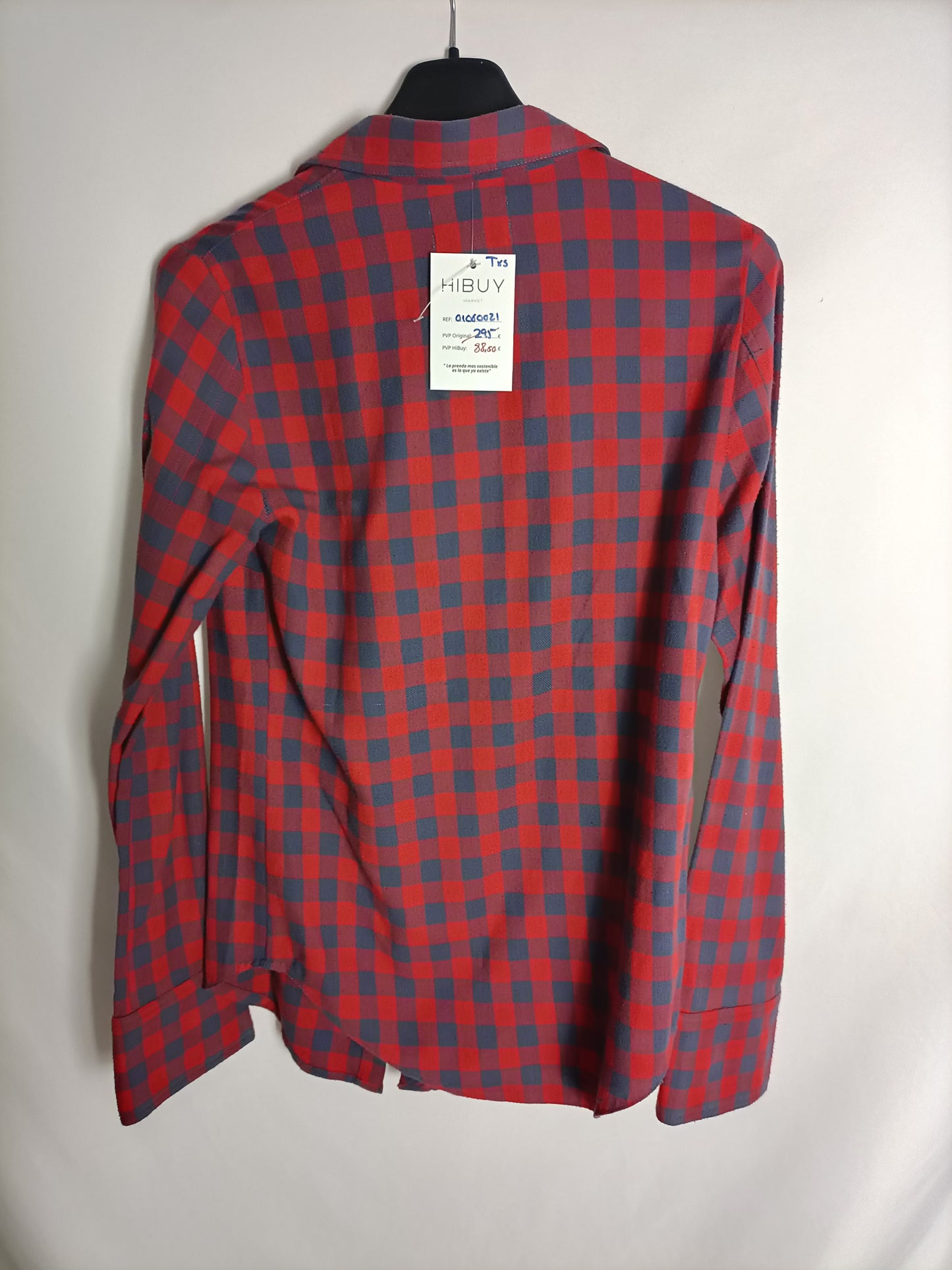 ZADIG&VOLTAIRE. Camisa cuadros rojo y azul algodón T.xs