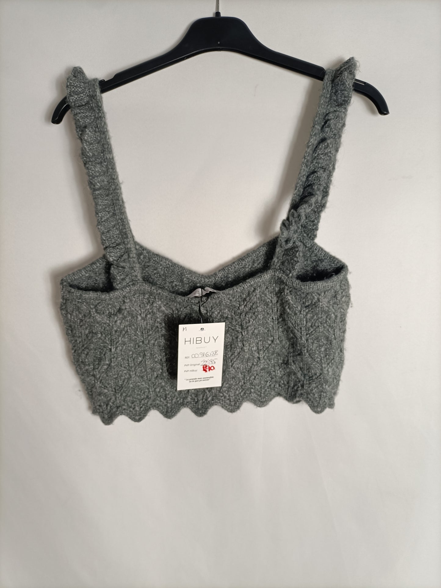 ZARA. Croptop punto gris T.m