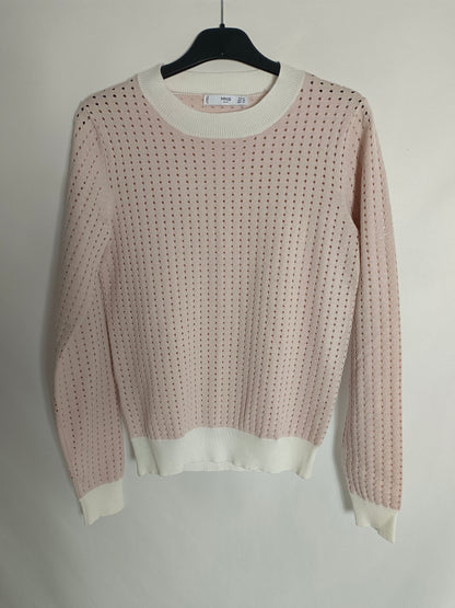 MANGO. jersey rosa troquelado T.s