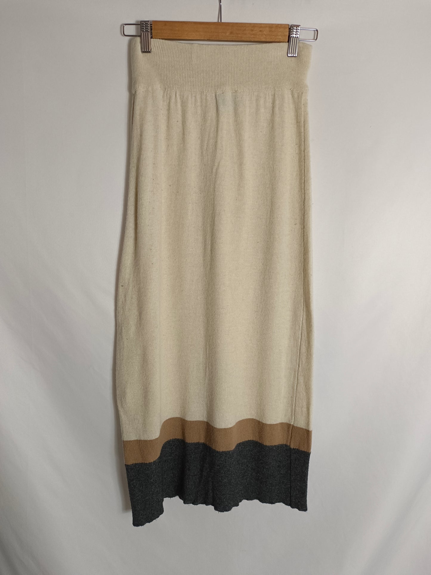 ZUA. Falda beige tricolor T.u(xs)