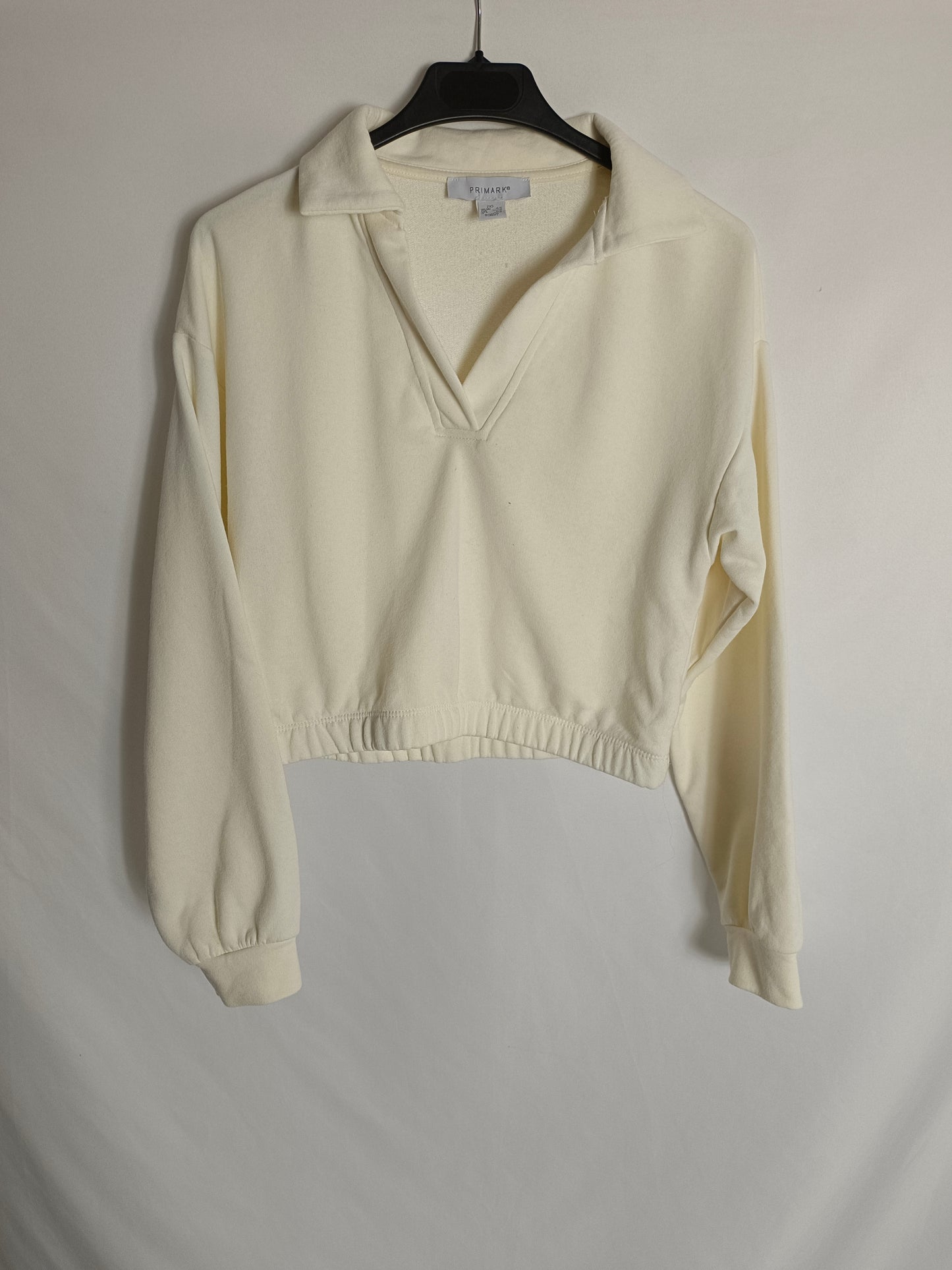 PRIMARK. Sudadera crop beige T.32/34