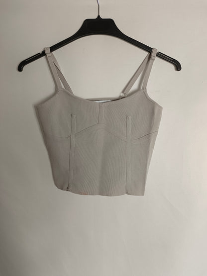 ZARA. Croptop beige canalé T.s