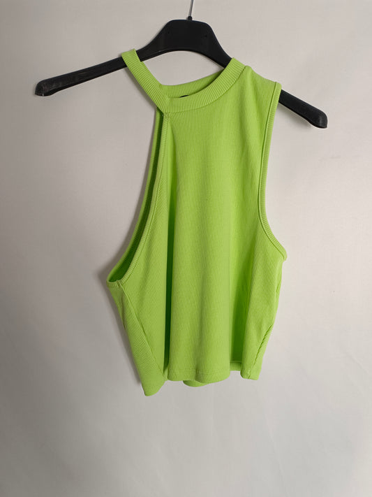 ZARA. Top verde canalé T.m