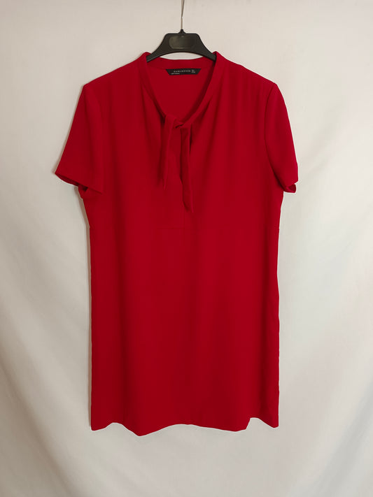 ZARA. Vestido rojo lazada T.l