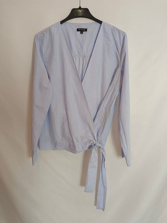 MASSIMO DUTTI. Blusa cruzada rayas T.40