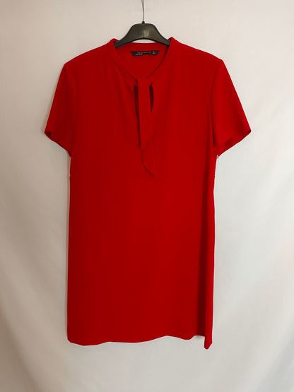 ZARA. Vestido rojo lazada T.m