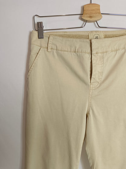 JAVIER SIMORRA. Pantalón beige croché T.38