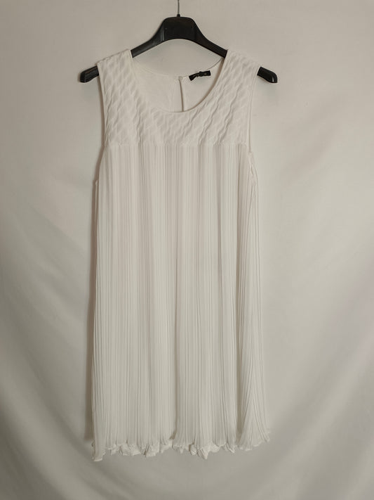 MASSIMO DUTTI. Vestido blanco plisado T.xs