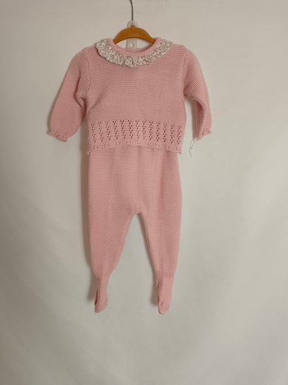 DOÑA CARMEN. conjunto punto rosa T.6 meses