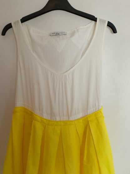 SEE BY CHLOÉ. Vestido lino bicolor T.42(S)