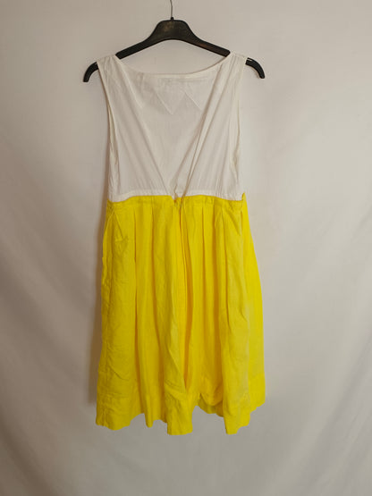 SEE BY CHLOÉ. Vestido lino bicolor T.42(S)