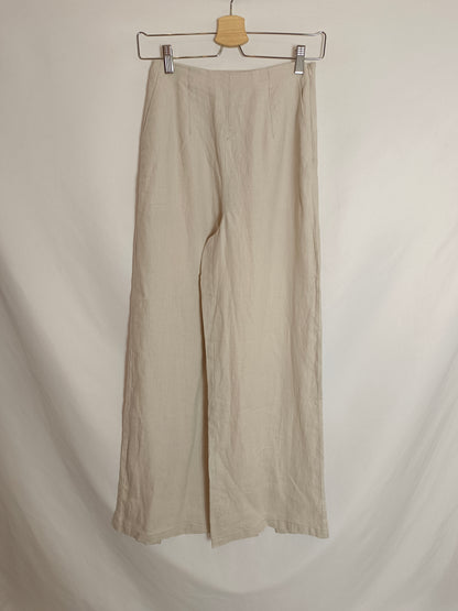 PRIMARK.Pantalón beige lino T.34