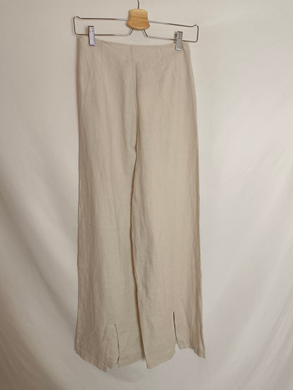 PRIMARK.Pantalón beige lino T.34