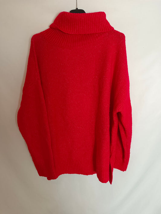 STRADIVARIUS. Jersey rojo cuello alto T.l