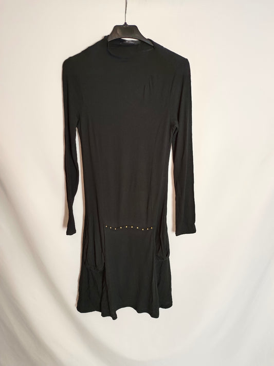 SITA MURT. Vestido negro elástico T.40