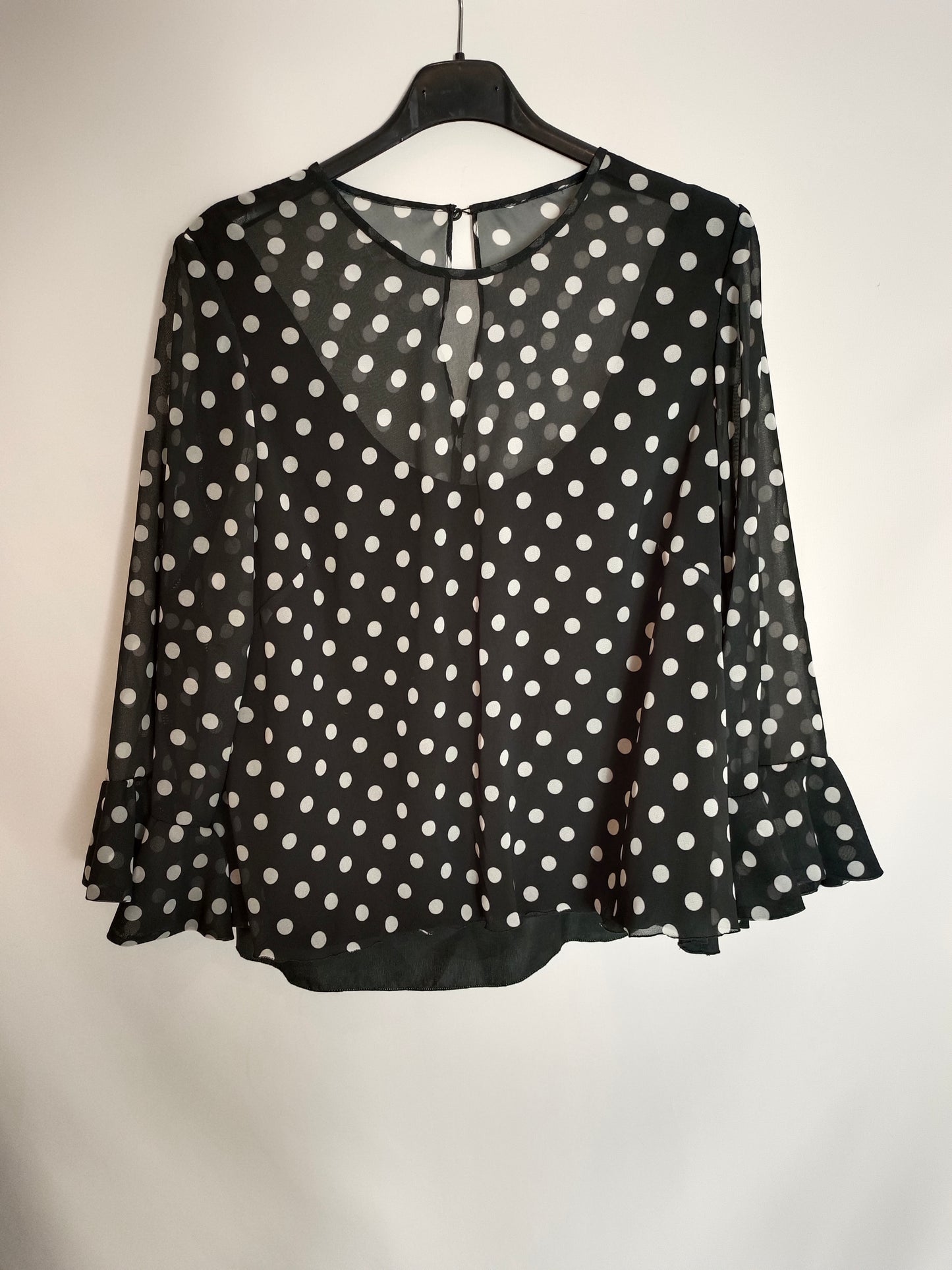 OTRAS. Blusa negra lunares TU(S)