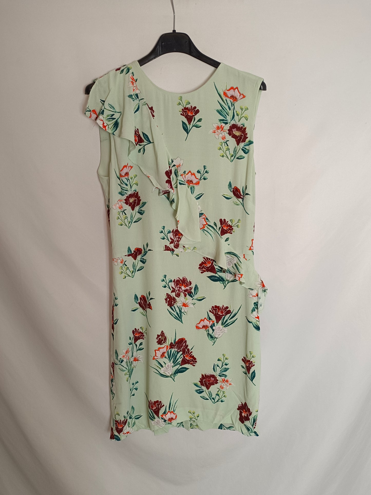 MANGO. Vestido verde flores T.s