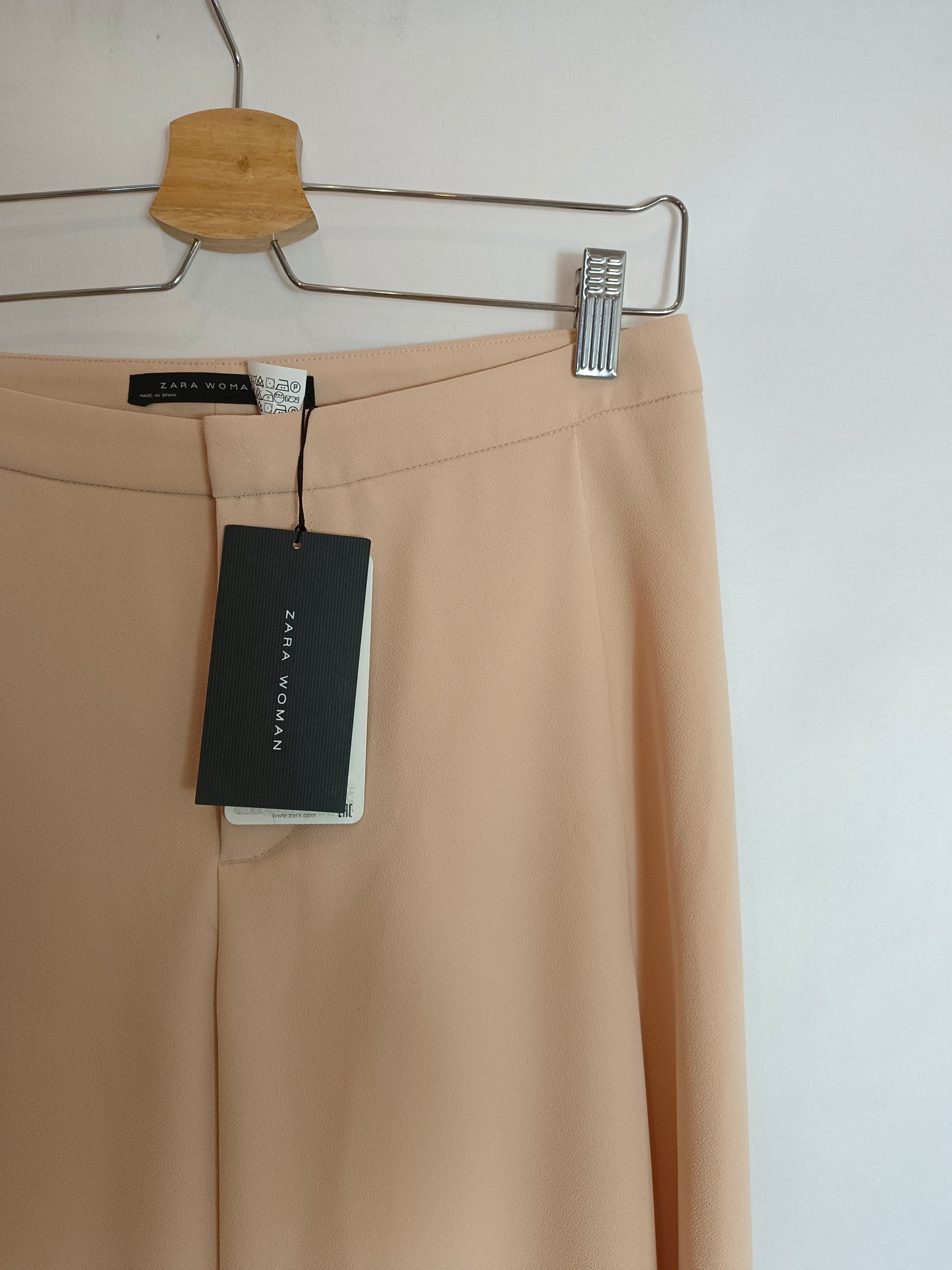 ZARA. Pantalón palazzo beige T.xs