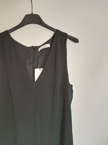 MANGO. Vestido negro flecos T.m