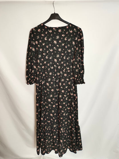 SPRINGFIELD. Vestido negro flores T.xl