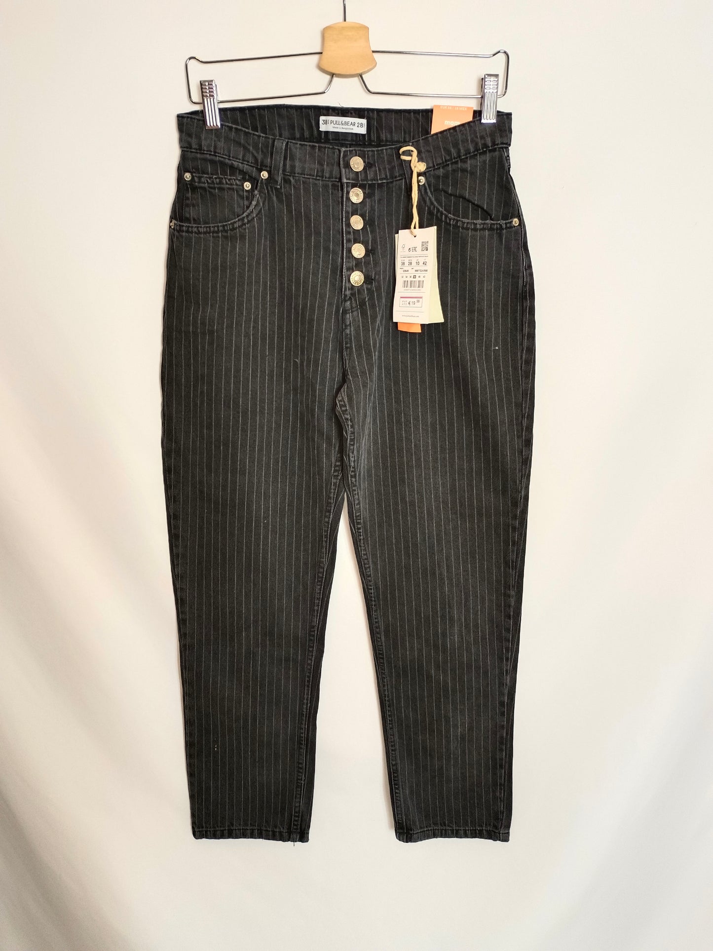 PULL&BEAR. Pantalón denim rayasT.38