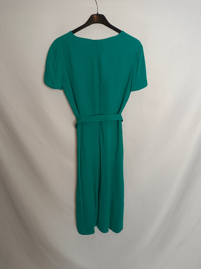 PURIFICACIÓN GARCÍA. Vestido midi verde  T.38