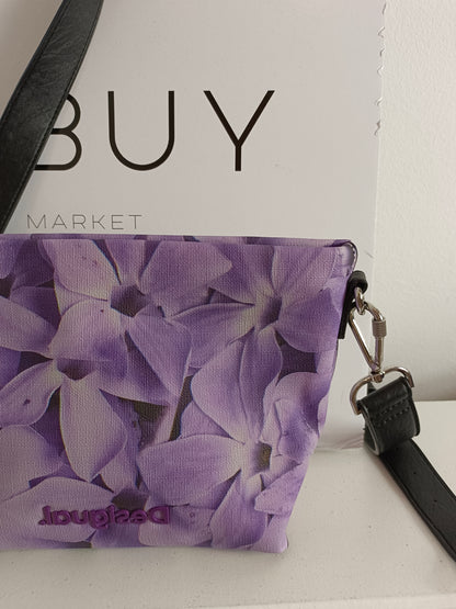 DESIAGUAL. Bolso flores moradas