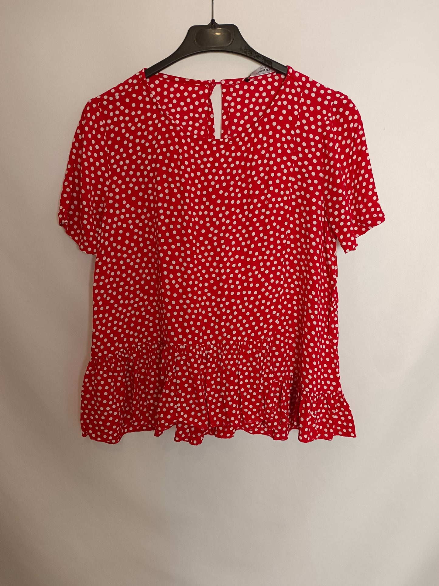 MANGO. Blusa roja lunares T.s