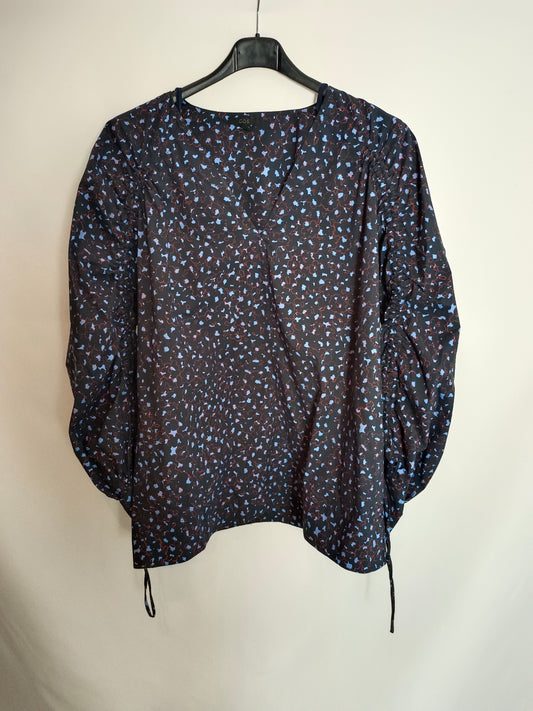 COS. Blusa negra estampada T.44