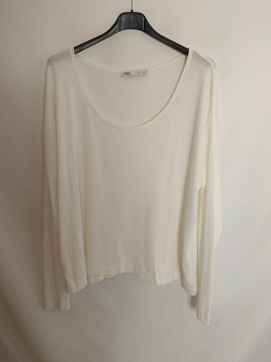 ZARA. Jersey blanco fino T.l