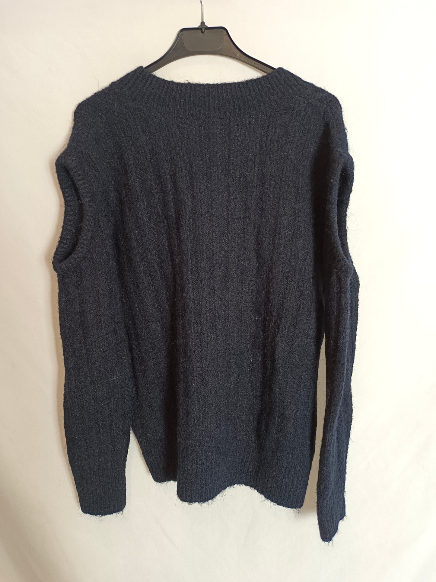 ZARA. Jersey azul hombros T.s