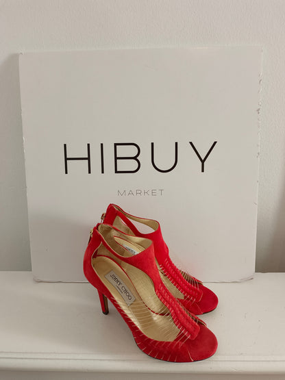 JIMMY CHOO. sandalia naranja hilos T.36,5