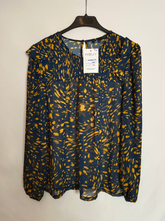 MAJE.Blusa estampada semitransparente T.1(S)