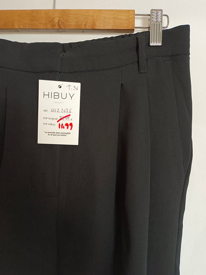 MANGO. Pantalón pinza  negro T.36