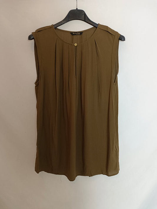 MASSIMO DUTTI. Top verde caqui T.38